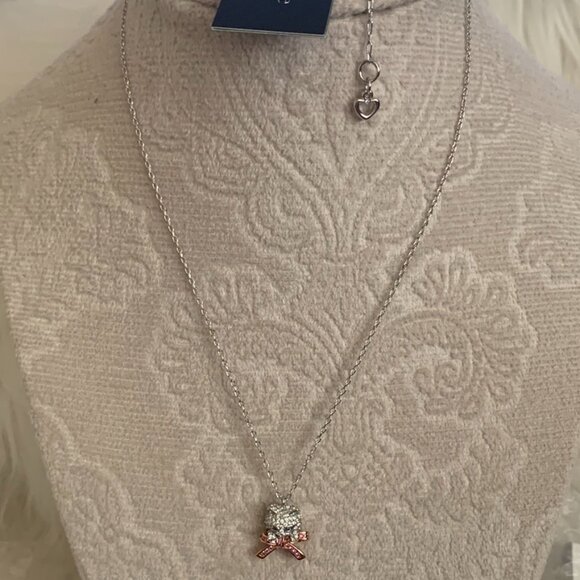KATE SPADE Two-Tone Pavé & Stone Pawlina Mini Pendant Necklace in Silver/RoseGld - Picture 1 of 5